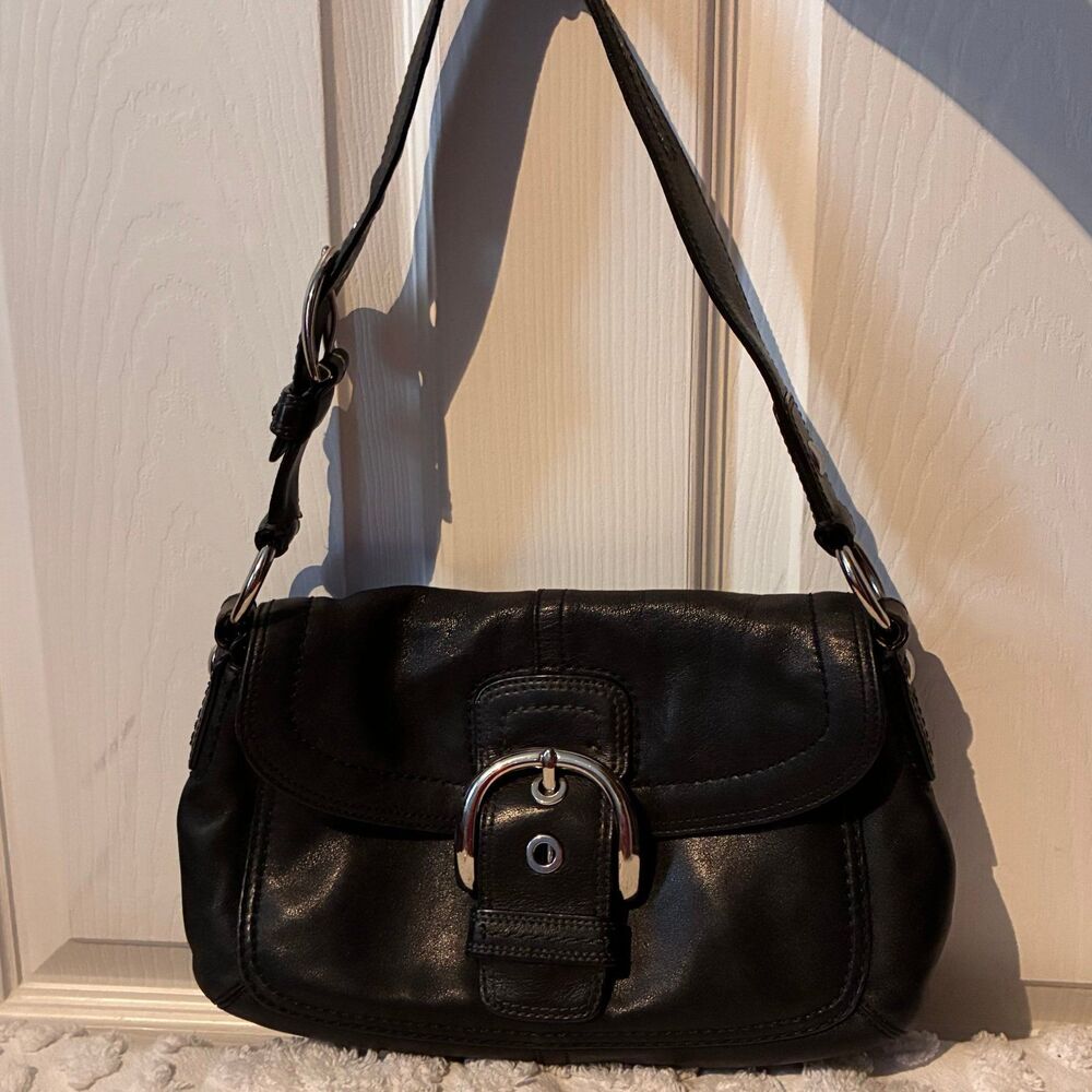 Vintage Coach Black Leather Soho Y2K Shoulder Handbag